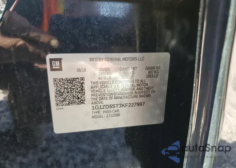 2019 Chevrolet Malibu Lt z USA, uszkodzony, nr VIN 1G1ZD5ST3KF227997